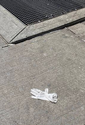 NEW YORK, NY - APRIL 5: Discarded Gloves on The Streets Of NY During the Coronavirus Pandemic in New York City on April 5, 2020. Copyright: xRainmakerxPhotosx