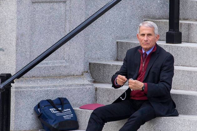 Anthony Fauci, Director of the National Institute of Allergy and Infectious Diseases sits on the steps of Executive Office Building before he headed to the White House Washington, D.C., U.S., on Sunday, April 5, 2020. (Photo by Tasos Katopodis Bloomberg)Director of the National Institute of Allergy and Infectious Diseases at the National Institutes of Health Dr. Anthony Fauci sits on the steps of the Eisenhower Executive Office Building (EEOB) before heading to the White House for a Coronavirus Task Force meeting in Washington, D.C., U.S., on Sunday, April 5, 2020. Copyright: xTasosxKatopodisx