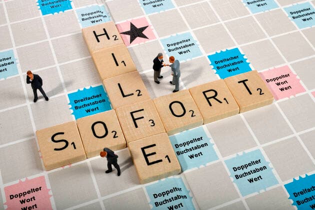 Letter game, symbol picture, letters form the word emergency aid, Corona crisis, Germany Coronavirus
