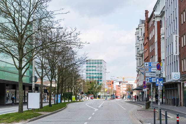 Kiel, Impressions of a deserted city centre of the capital of Schleswig Holstein during the Corona Pandemic Kiel Suburb Schleswig Holstein Germany