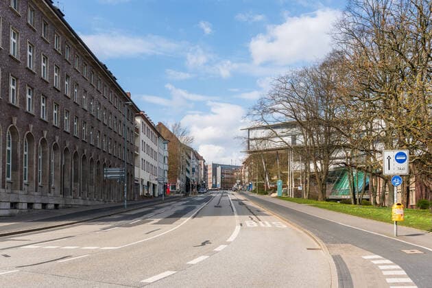 Kiel, Impressions of a deserted city centre of the Schleswig Holstein state capital during the Corona Pandemic Kiel Damperhof Schleswig Holstein Germany