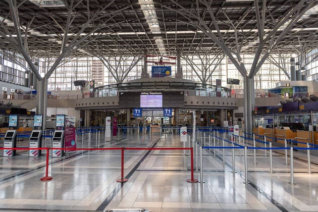 Stuttgart theme photo, stock photo, Stuttgart Airport, closed due to Corona, 06 04 2020 Counter area closed, theme photo, stock photo, Stuttgart Airport, closed due to Corona, 06 04 2020, Copyright: xEibner-Pressefoto SaschaxWaltherx EP_swa