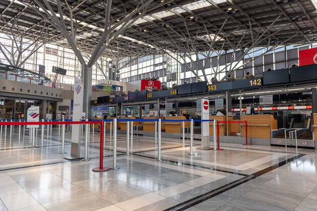 Stuttgart theme photo, stock photo, Stuttgart Airport, closed due to Corona, 06 04 2020 Counter area closed, theme photo, stock photo, Stuttgart Airport, closed due to Corona, 06 04 2020, Copyright: xEibner-Pressefoto SaschaxWaltherx EP_swa