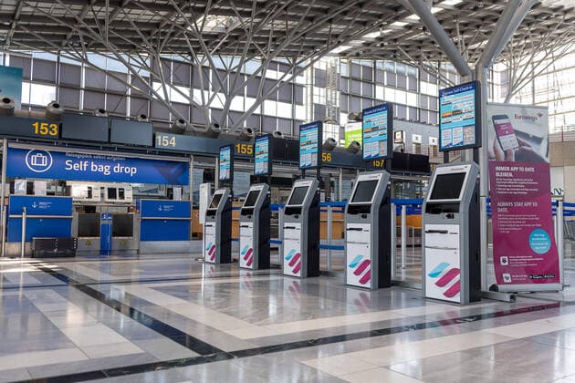Stuttgart theme photo, stock photo, Stuttgart Airport, closed due to Corona, 06 04 2020 Counter area closed, theme photo, stock photo, Stuttgart Airport, closed due to Corona, 06 04 2020, Copyright: xEibner-Pressefoto SaschaxWaltherx EP_swa