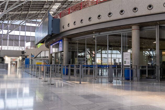 Stuttgart theme photo, stock photo, Stuttgart Airport, closed due to Corona, 06 04 2020 Counter area closed, theme photo, stock photo, Stuttgart Airport, closed due to Corona, 06 04 2020, Copyright: xEibner-Pressefoto SaschaxWaltherx EP_swa
