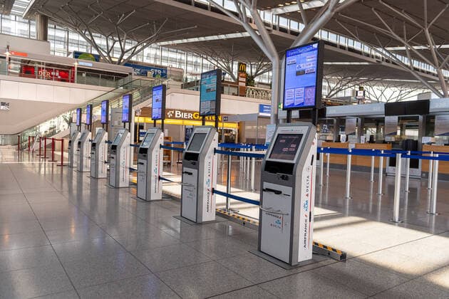 Stuttgart theme photo, stock photo, Stuttgart Airport, closed due to Corona, 06 04 2020 Counter area closed, theme photo, stock photo, Stuttgart Airport, closed due to Corona, 06 04 2020, Copyright: xEibner-Pressefoto SaschaxWaltherx EP_swa