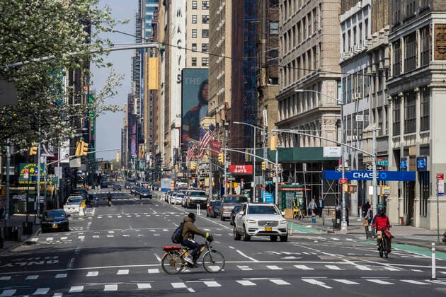 New York during the COVID-19 pandemic Quiet streets in the New York Chelsea neighborhood on Sunday, April 5, 2020. (  RichardxB.xLevine