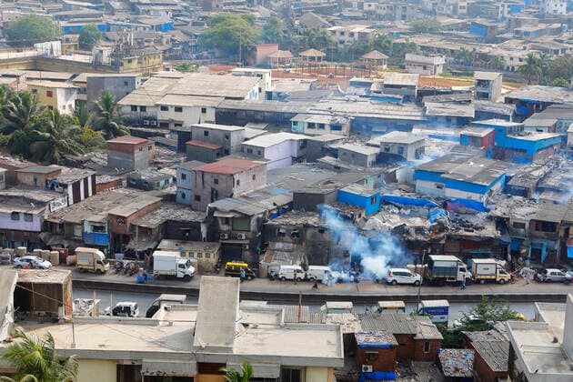 April 6, 2020, Mumbai: 06 April 2020 : Dharavi - Mumbai - INDIA..Municipal worker fumigates the slums at Dharavi - the largest Slum in Asia..As the number of Covid 19 cases spurt, Dharavi residents are fearful that the virus will spread unchecked in Dharavi because of the dense Slum population it is difficult to maintain Social distancing. Mumbai - ZUMAsu5_ 20200406_zap_su5_027 Copyright: xSubhashxSharmax