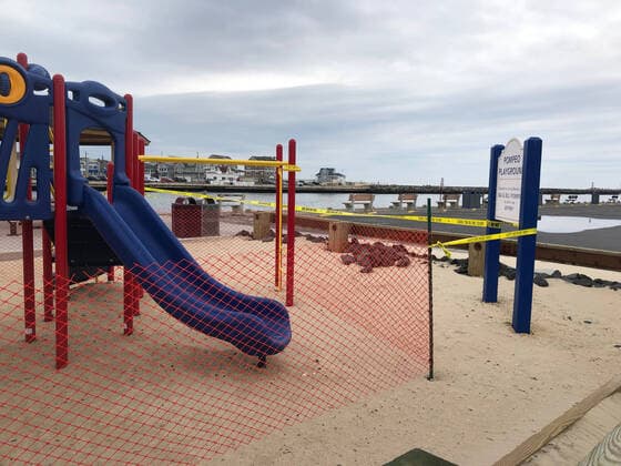 Point Pleasant Beach, NJ - APRIL 6: Public areas closed due to Coronavirus pandemic in Point Pleasant Beach, New Jersey on April 6, 2020. Copyright: xJohnxBarrettx