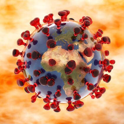 Artistic 3D illustration of the coronavirus sars cov 2 1044005311