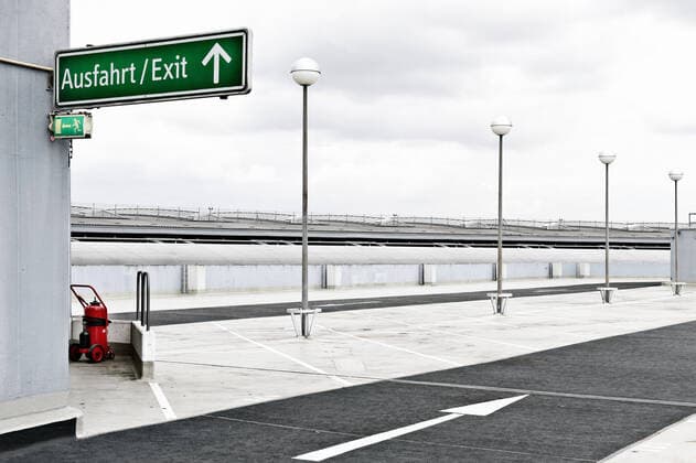 Empty parking deck at Düsseldorf Airport during the Corona crisis