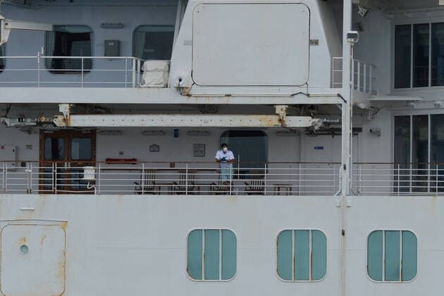 MIAMI BEACH, FL - APRIL 06: The Coral Princess is docked at Port Miami, as passengers and crew members remain aboard that have tested positive for COVID-19 on April 06, 2020 in Miami Beach, Florida. Copyright: xmpi04 MediaPunchx