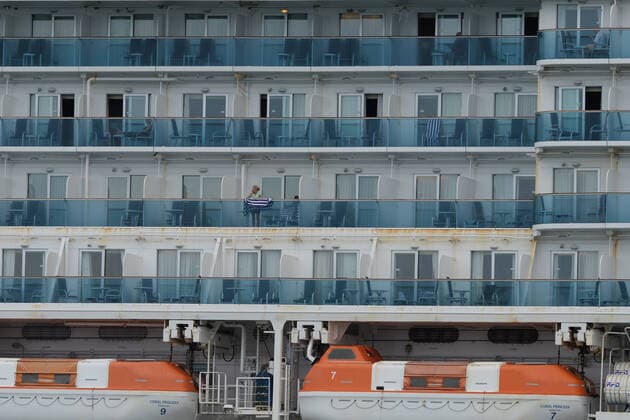 MIAMI BEACH, FL - APRIL 06: The Coral Princess is docked at Port Miami, as passengers and crew members remain aboard that have tested positive for COVID-19 on April 06, 2020 in Miami Beach, Florida. Copyright: xmpi04 MediaPunchx