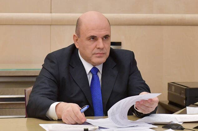 MOSCOW, RUSSIA - APRIL 7, 2020: Russia s Prime Minister Mikhail Mishustin during a video conference meeting at the Russian Government House with members of the Russian State Duma on issues proposed by the Spravedlivaya Rossiya Just Russia party faction. Alexander Astafyev POOL TASS  TS0D4B59