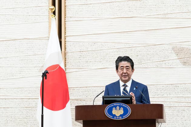 April 7, 2020, Tokyo, Japan: TOKYO, JAPAN - APRIL 07: Japan s Prime Minister Shinzo Abe speaks during a press conference at the prime minister s official residence on April 07, 2020 in Tokyo, Japan. Tokyo Japan - ZUMAz114 20200407_zih_z114_003 Copyright: xPOOLx