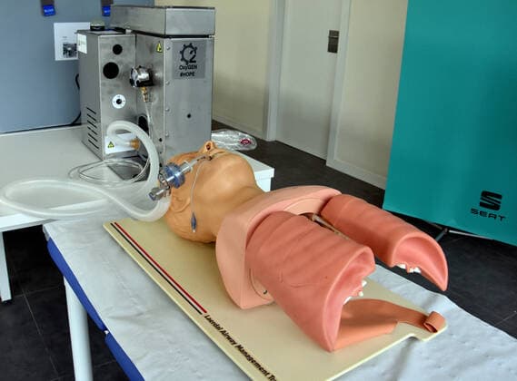 April 7, 2020, Martorell, Barcelona, Spain: An OxyGEN respirator being tested during manufacture..Spanish automobile company, SEAT has shifted a team of 150 workers from manufacturing cars to making respirators that help COVID-19 patients, reusing mechanical parts like the windshield wiper motor. The respirator is called OxyGEN. Martorell Spain - ZUMAs197 20200407_zaa_s197_098 Copyright: xRamonxCostax