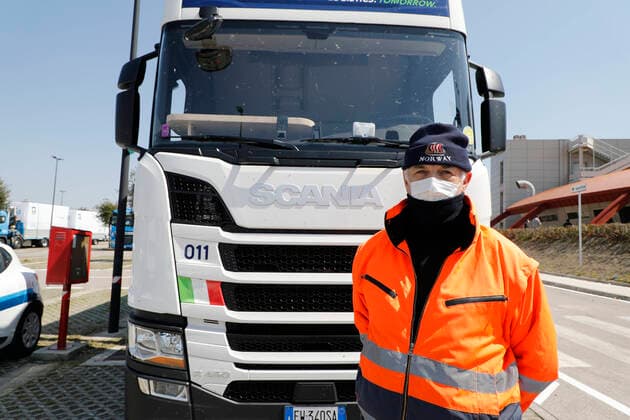 April 7, 2020, Naples, CAMPANIA, ITALY: 07 04 2020 Naples, 50 trucks containing medical equipment have arrived from Veneto for the preparation of the Ospedale del Mare in Ponticelli which will soon become a Covid center. All the material was purchased from the Campania Region. Naples ITALY - ZUMAs236 20200407_zap_s236_030 Copyright: xFabioxSassox