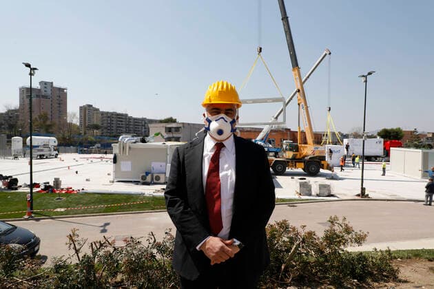 April 7, 2020, Naples, CAMPANIA, ITALY: 07 04 2020 Naples, 50 trucks containing medical equipment have arrived from Veneto for the preparation of the Ospedale del Mare in Ponticelli which will soon become a Covid center. All the material was purchased from the Campania Region..Director asl Naples 1 dr. Ciro Verdoliva Naples ITALY - ZUMAs236 20200407_zap_s236_031 Copyright: xFabioxSassox