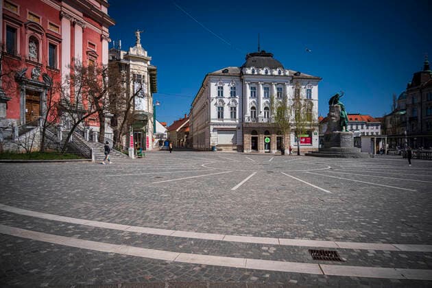 April 7, 2020, Ljubljana, Slovenia: Empty Presern Square is seen in city centre of Ljubljana..Slovenia entered into 4th week of quarantine amidst the coronavirus outbreak..Slovenia Health Ministry recorded a total of 1,059 infections, 36 death and 102 recovered since the beginning of the Coronavirus (Covid-19) outbreak. Ljubljana Slovenia - ZUMAs197 20200407_zaa_s197_128 Copyright: xJurexMakovecx