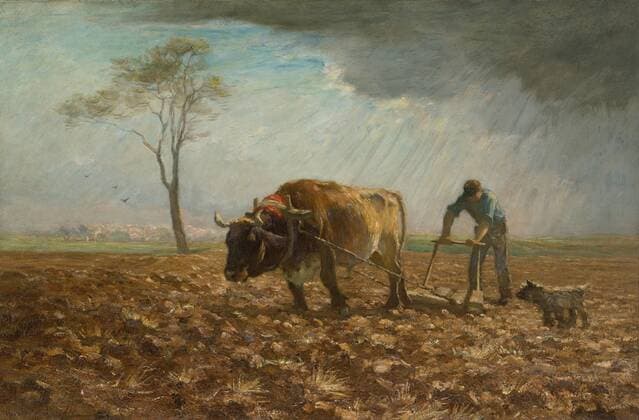 THE HARROWER, by Horatio Walker, 1890-95, Canadian painting, oil on canvas. He traveled to France when he was 22. Under Barbizon influence he painted agrarian subjects for the rest of his career (BSLOC_2017_11_78) For usage credit please use; !ACHTUNG AUFNAHMEDATUM GESCHÃ„TZT! PUBLICATIONXNOTxINxCANxCHNxFRAxITAxJPNxNORxPOLxRUSxESPxUKxUSA Copyright: xCourtesyxEverettxCollectionx HISL045 EC590