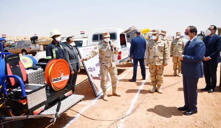 April 7, 2020, Cairo, Cairo, Egypt: Egyptian President Abdel Fattah el-Sisi, inspects the readiness of the armed forces personnel, equipment and crews to help the civil sector in the country to combat the spread of the coronavirus disease (COVID-19) in Cairo, Egypt on April 7, 2020 Cairo Egypt - ZUMAap3_ 20200407_zaf_ap3_058 Copyright: xEgyptianxPresidentxOfficex