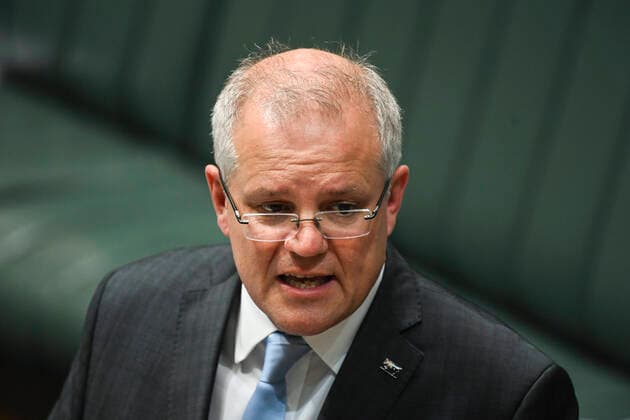 QUESTION TIME, Australian Prime Minister Scott Morrison speaks during House of Representatives Question Time at Parliament House in Canberra, Wednesday, April 8, 2020. ( NO ARCHIVING, EDITORIAL USE ONLY, NO USE IN BOOKS WITHOUT CONSENT CANBERRA ACT AUSTRALIA  Copyright: xLUKASxCOCHx 20200408001462309000