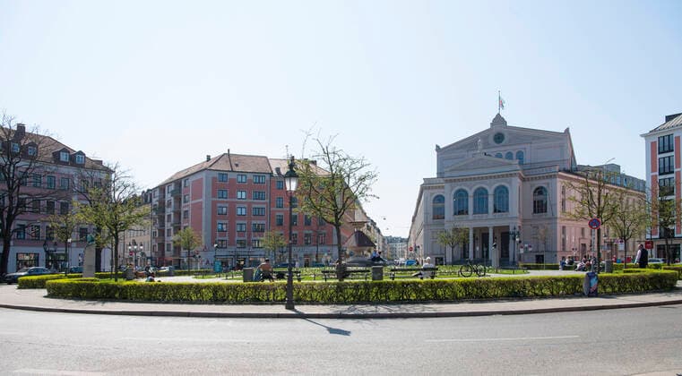 Munich, the hot spot at Gaertnerplatz is not very frequented due to Corona Pandemic