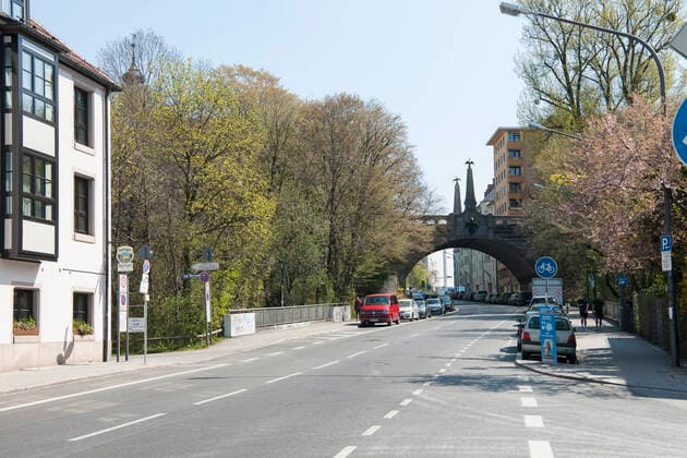 Munich, the Gebsattelberg in the Au with no traffic