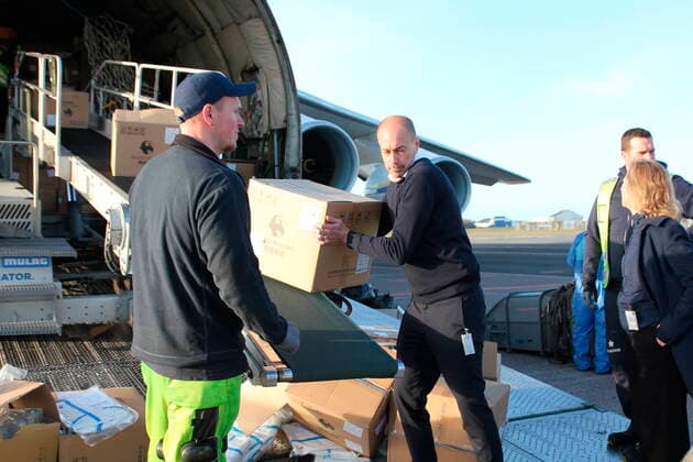 Health Minister Magnus Heunicke S was present to receive the many boxes An Antonov AN 124 cargo plane with protective equipment landed at Copenhagen Airport, Kastrup, on Wednesday, April 8, 2020 The cargo aircraft brought, among other things, 5  Copyright: KevinxArildtoftx xKoebenhavnsxLux cop107 spdk20200408-113143-L