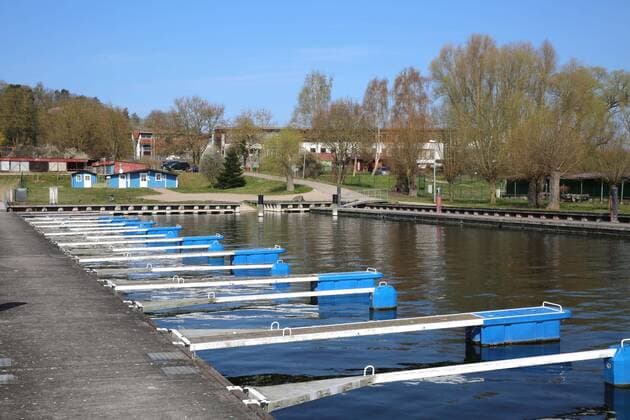 Hardly anything going on at Kummerower See View on Wednesday 08 04 2020 of the town of Salem County Mecklenburg Lake District in the Mecklenburg Switzerland at Kummerower See The town currently provides a foretaste of the upcoming Easter weeke