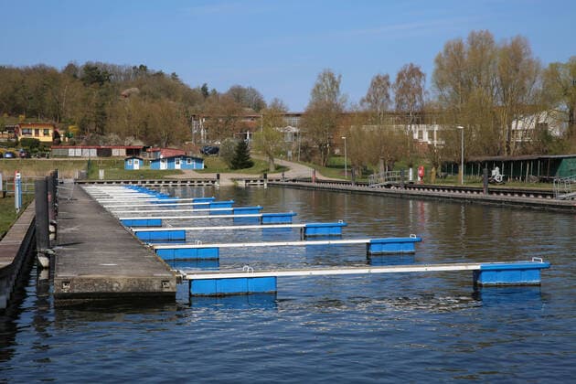 Hardly anything going on at Kummerower See View on Wednesday 08 04 2020 of the town of Salem County Mecklenburg Lake District in the Mecklenburg Switzerland at Kummerower See The town currently provides a foretaste of the upcoming Easter weeke