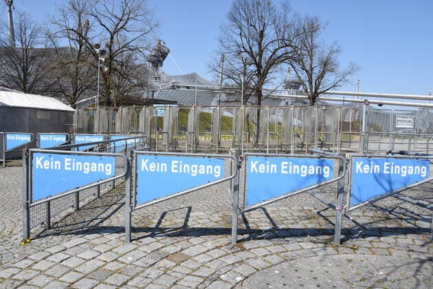No entrance to the Olympic Stadium in the Olympic Park Munich 08 04 20 Munich