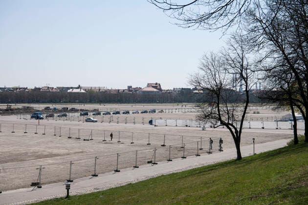 Munich, Theresienwiese with tents for the Corana quick test