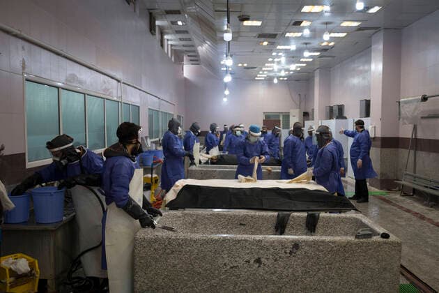 April 8, 2020, Tehran, Iran: A picture taken on 08 April 2020, shows a view of Tehran cemetery mortuary that morticians wash and prepare the dead bodies of the new coronavirus (COVID-19) victims to burial at Behesht-e Zahra Cemetery in southern Tehran, Iran. Media reported that Iran is one of the most affected by pandemic COVID-19 disease caused by the SARS-CoV-2 coronavirus. The trajectory of coronavirus infections in Iran appears to have started a gradual downward trend, the government said, but it warned the disease is far from being under control. According to the latest reports by the Iranian Ministry of Health, over 3,900 people have died from the coronavirus infection throughout the country. Tehran Iran - ZUMAf146 20200408_zip_f146_046 Copyright: xRouzbehxFouladix