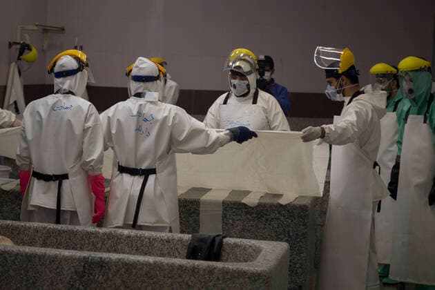 April 8, 2020, Tehran, Iran: A picture taken on 08 April 2020, shows a view of Tehran cemetery mortuary that morticians wash and prepare the dead bodies of the new coronavirus (COVID-19) victims to burial at Behesht-e Zahra Cemetery in southern Tehran, Iran. Media reported that Iran is one of the most affected by pandemic COVID-19 disease caused by the SARS-CoV-2 coronavirus. The trajectory of coronavirus infections in Iran appears to have started a gradual downward trend, the government said, but it warned the disease is far from being under control. According to the latest reports by the Iranian Ministry of Health, over 3,900 people have died from the coronavirus infection throughout the country. Tehran Iran - ZUMAf146 20200408_zip_f146_054 Copyright: xRouzbehxFouladix