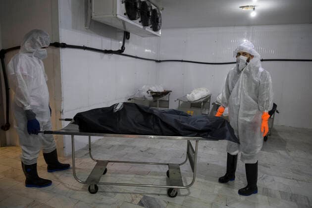 April 8, 2020, Tehran, Iran: A picture taken on 08 April 2020, shows a view of Tehran cemetery mortuary that morticians wash and prepare the dead bodies of the new coronavirus (COVID-19) victims to burial at Behesht-e Zahra Cemetery in southern Tehran, Iran. Media reported that Iran is one of the most affected by pandemic COVID-19 disease caused by the SARS-CoV-2 coronavirus. The trajectory of coronavirus infections in Iran appears to have started a gradual downward trend, the government said, but it warned the disease is far from being under control. According to the latest reports by the Iranian Ministry of Health, over 3,900 people have died from the coronavirus infection throughout the country. Tehran Iran - ZUMAf146 20200408_zip_f146_076 Copyright: xRouzbehxFouladix