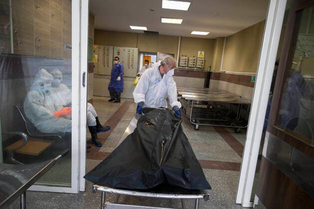 April 8, 2020, Tehran, Iran: A picture taken on 08 April 2020, shows a view of Tehran cemetery mortuary that morticians wash and prepare the dead bodies of the new coronavirus (COVID-19) victims to burial at Behesht-e Zahra Cemetery in southern Tehran, Iran. Media reported that Iran is one of the most affected by pandemic COVID-19 disease caused by the SARS-CoV-2 coronavirus. The trajectory of coronavirus infections in Iran appears to have started a gradual downward trend, the government said, but it warned the disease is far from being under control. According to the latest reports by the Iranian Ministry of Health, over 3,900 people have died from the coronavirus infection throughout the country. Tehran Iran - ZUMAf146 20200408_zip_f146_083 Copyright: xRouzbehxFouladix