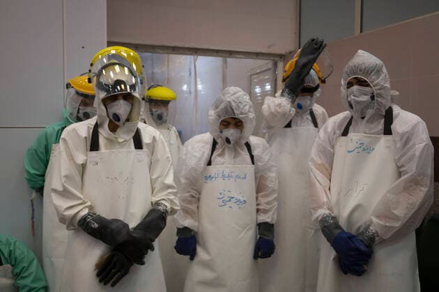 April 8, 2020, Tehran, Iran: A picture taken on 08 April 2020, shows a view of Tehran cemetery mortuary that morticians wash and prepare the dead bodies of the new coronavirus (COVID-19) victims to burial at Behesht-e Zahra Cemetery in southern Tehran, Iran. Media reported that Iran is one of the most affected by pandemic COVID-19 disease caused by the SARS-CoV-2 coronavirus. The trajectory of coronavirus infections in Iran appears to have started a gradual downward trend, the government said, but it warned the disease is far from being under control. According to the latest reports by the Iranian Ministry of Health, over 3,900 people have died from the coronavirus infection throughout the country. Tehran Iran - ZUMAf146 20200408_zip_f146_106 Copyright: xRouzbehxFouladix
