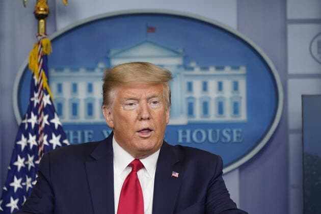 United States President Donald Trump participates in a news briefing with members of the Coronavirus Task Force at the White House on Wednesday April 8, 2020 in Washington DC.  WAX20200408901 CHRISxKLEPONIS