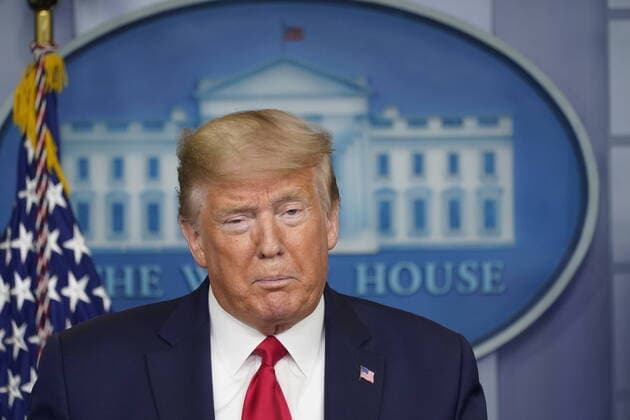 United States President Donald Trump participates in a news briefing with members of the Coronavirus Task Force at the White House on Wednesday, April 8, 2020 in Washington DC.  WAX20200408902 CHRISxKLEPONIS