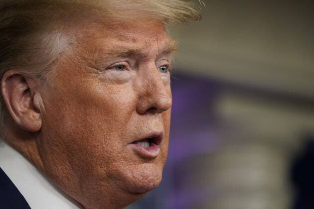 United States President Donald Trump participates in a news briefing with members of the Coronavirus Task Force at the White House on Wednesday, April 8, 2020 in Washington DC.  WAX20200408911 CHRISxKLEPONIS