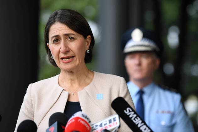 GLADYS BEREJIKLIAN CORONAVIRUS PRESSER, NSW Premier Gladys Berejiklian speaks to the media during a press conference in Sydney, Thursday, April 9, 2020. NSW has recorded its lowest daily rise in coronavirus cases in more than three weeks as detectives seize evidence from the ill-fated Ruby Princess cruise ship. ( NO ARCHIVING, EDITORIAL USE ONLY, NO USE IN BOOKS WITHOUT CONSENT SYDNEY NSW AUSTRALIA  Copyright: xJOELxCARRETTx 20200409001462528747