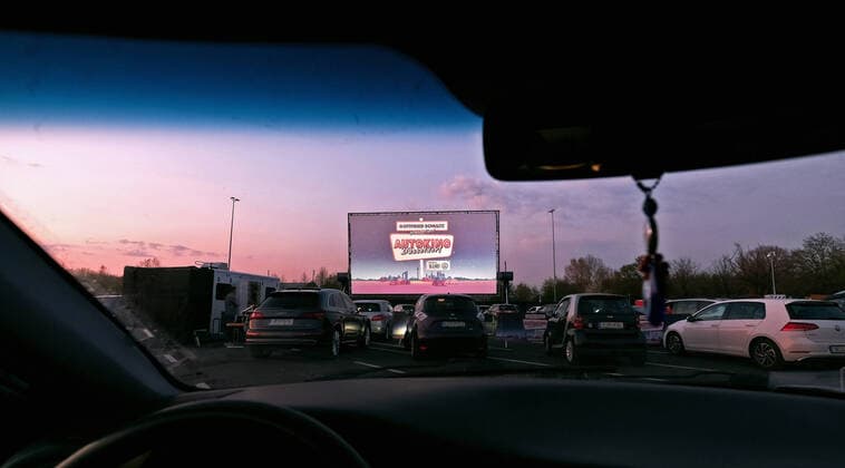 Premiere of the drive-in cinema at the exhibition car park in Düsseldorf