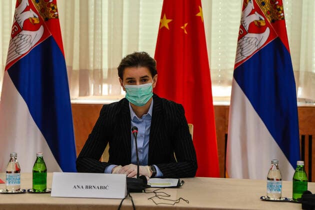 (200409) -- BELGRADE, April 9, 2020 -- Serbian Prime Minister Ana Brnabic speaks during an agreement signing ceremony held in Belgrade, Serbia, April 8, 2020. China s biotech company BGI group will open two COVID-19 testing labs in Serbia to help fight the COVID-19 pandemic, according to an agreement it signed with the Serbian government Wednesday. ) SERBIA-BELGRADE-CHINA S BIOTECH FIRM-TESTING LABS-OPEN ShixZhongyu 