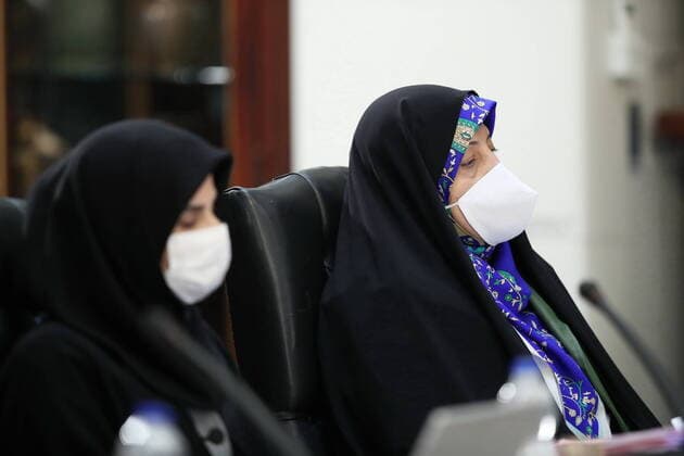 April 8, 2020, Tehran, Iran: Iranian Vice President for Women and Family Affairs, MASOUMEH EBTEKAR (R), who recovered from coronavirus (COVID-19), attends the National Committee Against the Coronavirus (COVID-19) with a medical mask in Tehran, Iran. Tehran Iran - ZUMAi98_ 20200408_zih_i98_011 Copyright: xIranianxPresidencyx
