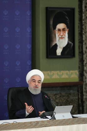 April 8, 2020, Tehran, Iran: Iranian President, HASSAN ROUHANI, speaks during the National Committee Against the Coronavirus (COVID-19), in Tehran, Iran. Tehran Iran - ZUMAi98_ 20200408_zih_i98_019 Copyright: xIranianxPresidencyx