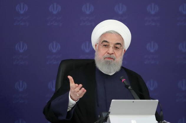 April 8, 2020, Tehran, Iran: Iranian President, HASSAN ROUHANI, speaks during the National Committee Against the Coronavirus (COVID-19), in Tehran, Iran. Tehran Iran - ZUMAi98_ 20200408_zih_i98_021 Copyright: xIranianxPresidencyx