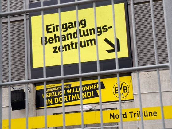 Dortmund, 9 April 2020 A temporary corona test and treatment centre has been set up in part of the Signal Iduna Park Westfalenstadion of the Bundesliga club BvB Borussia Dortmund Citizens can be tested for the novel COVID 19 corona virus here