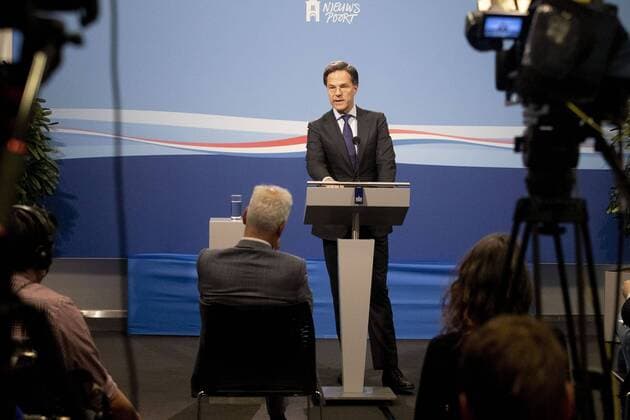 THE HAGUE, Nieuwspoort, 09-04-2020, Minister Pesident Mark Rutte at the pressconference after the Ministerraad. Pressconference Mark Rutte  x7758927x Copyright:
