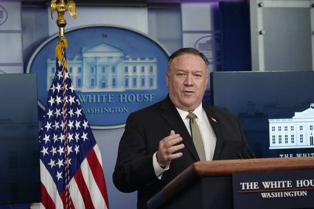 United States Secretary of State Mike Pompeo participates in a news briefing with members of the Coronavirus Task Force at the White House in Washington, DC on Wednesday, April 8, 2020. Copyright: xChrisxKleponisx